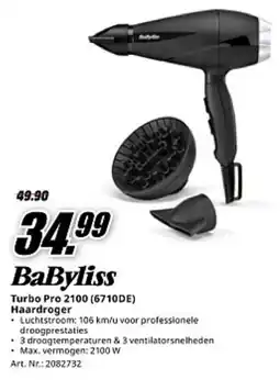 MediaMarkt BaByliss Turbo Pro 2100 (6710DE) Haardroger aanbieding