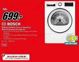 MediaMarkt Bosch WQG233DMFG Serie 6 AutoDry Warmtepomp droogkast aanbieding
