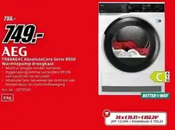 MediaMarkt AEG TR88A64C Absolute Care Serie 8000 Warmtepomp droogkast aanbieding