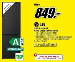 MediaMarkt LG GBV3100AEP Koel-vriescombinatie aanbieding