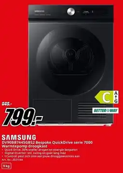 MediaMarkt Samsung DV90BB7445GBS2 Bespoke QuickDrive serie 7000 Warmtepomp droogkast aanbieding