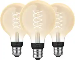 Coolblue Philips Hue Filamentlamp White Globe E27 3-pack aanbieding