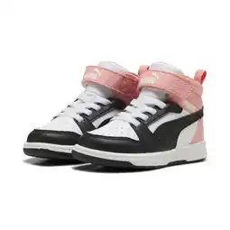 Decathlon PUMA Rebound V6 Mid sneakers voor peuters PUMA White Strong Gray Pink Fruit aanbieding