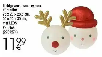 Cora Lichtgevende sneeuwman of rendier aanbieding