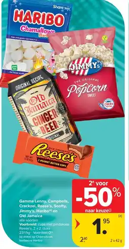 Carrefour Gamma Lenny, Campbells, Crackzel, Reese’s, Soofty, Jimmy’s, Haribo(a) en Old Jamaica aanbieding