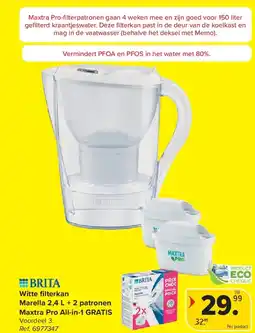 Carrefour Witte fi lterkan Marella 2,4 L + 2 patronen Maxtra Pro All-in-1 GRATIS aanbieding