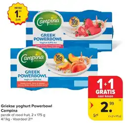 Carrefour Griekse yoghurt Powerbowl Campina aanbieding