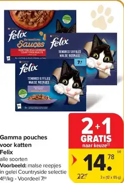 Carrefour Gamma pouches voor katten Felix aanbieding