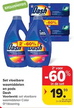 Carrefour Set vloeibare wasmiddelen en pods Dash aanbieding