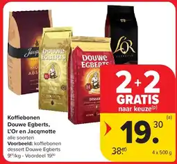 Carrefour Ko ebonen Douwe Egberts, L’Or en Jacqmotte aanbieding