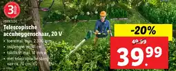 Lidl Parkside Telescopische accuheggenschaar, 20 V aanbieding