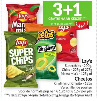 Intermarché Lay's, Cheetos 125g aanbieding