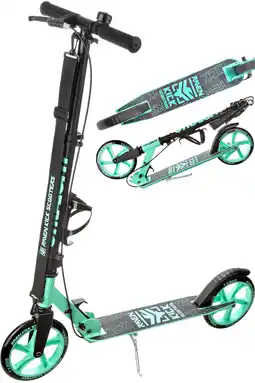 Decathlon Raven Straight Zwart/Mint 200mm vouwstep met rem, bel en flessenhouder aanbieding