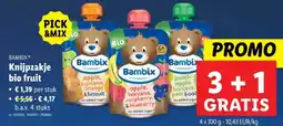 Lidl Knijpzakje bio fruit aanbieding