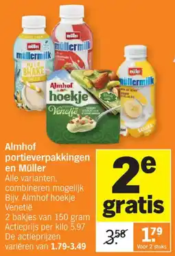 Albert Heijn Almhof portieverpakkingen en Müller aanbieding