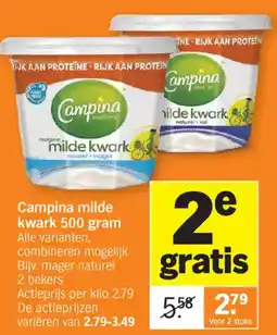 Albert Heijn Campina milde kwark aanbieding