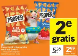Albert Heijn Proper lentil chips paprika en all the cheese aanbieding