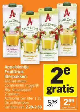 Albert Heijn Appelsientje FruitDrink literpakken aanbieding