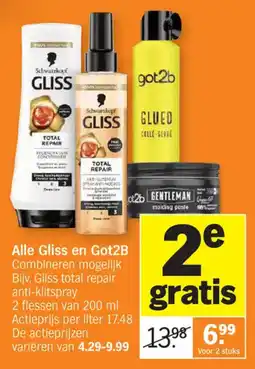 Albert Heijn Alle Gliss en Got2B aanbieding