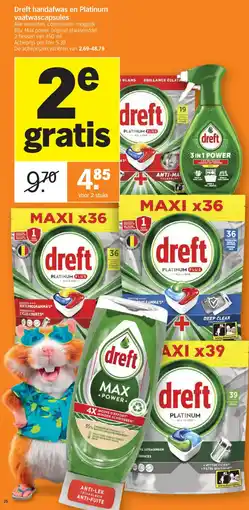 Albert Heijn Dreft handafwas en Platinum vaatwascapsules aanbieding