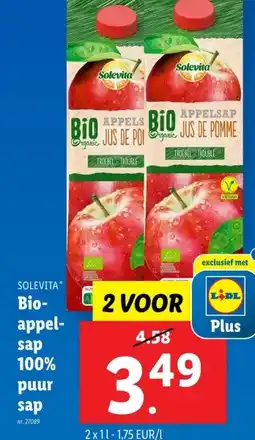 Lidl Bio- appel- sap 100% puur sap aanbieding