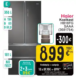 Cora Haier Koelkast HB18FG SAAA aanbieding
