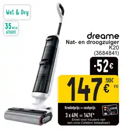 Cora Dreame Nat en droogzuiger K20 aanbieding