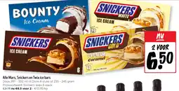 Jumbo Alle Mars, Snickers en Twix ice bars aanbieding
