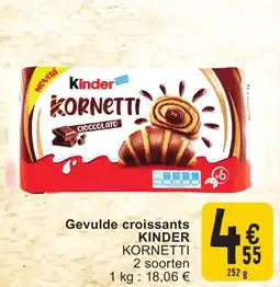 Cora Gevulde croissants kinder kornetti aanbieding