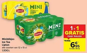 Carrefour Market Miniblikjes ice tea lipton aanbieding