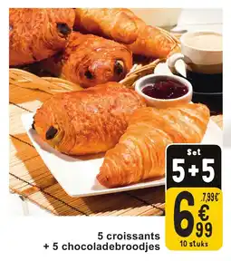 Cora 5 croissants + 5 chocoladebroodjes aanbieding