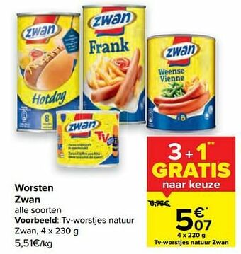 Carrefour Market Tv-worstjes natuur zwan aanbieding