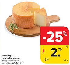 Carrefour Market Manchego pure Schapenkaas aanbieding