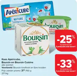Carrefour Market Kaas Apéricube, Boursin en Boursin Cuisine aanbieding