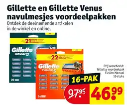 Kruidvat Gillette en Gillette Venus navulmesjes voordeelpakken aanbieding