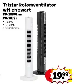 Kruidvat Tristar kolomventilator wit en zwart aanbieding