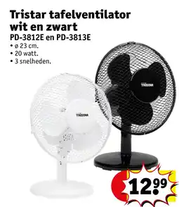 Kruidvat Tristar tafelventilator wit en zwart aanbieding