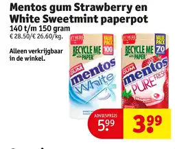 Kruidvat Mentos gum Strawberry en White Sweetmint paperpot aanbieding