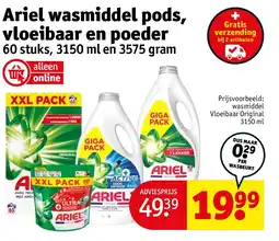 Kruidvat Ariel wasmiddel pods, vloeibaar en poeder aanbieding