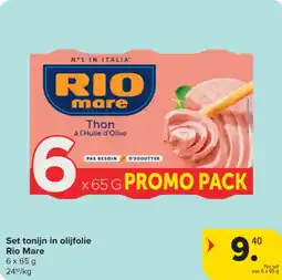 Carrefour Market Set Tonijn in Olijfolie Rio Mare aanbieding