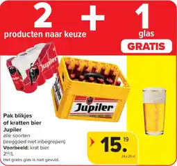 Carrefour Market Pak blikjes of kratten bier Jupiler aanbieding