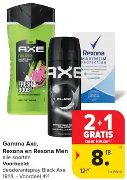 Carrefour Market Gamma Axe, Rexona en Rexona Men aanbieding
