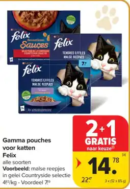 Carrefour Market Gamma Pouches voor Katten Felix aanbieding