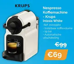 Krëfel Nespresso Koffiemachine Krups Inissia White aanbieding