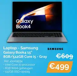 Krëfel Laptop Samsung Galaxy Book4 15" 8GB/512GB Core i5 Gray aanbieding
