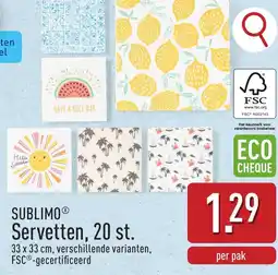 ALDI Sublimo Servetten, 20 st. aanbieding