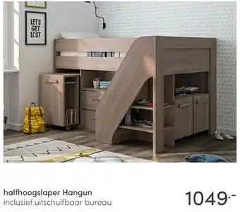 Baby & Tiener Halfhoogslaper hangun inclusief uitschuifbaar bureau aanbieding