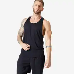 Decathlon Stringer tank top voor krachttraining heren zwartgrijs aanbieding