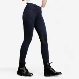 Decathlon Paardrijbroek voor dames 140 kniestukken marineblauw aanbieding