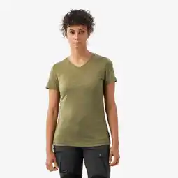 Decathlon Merino trekkingshirt met lange mouwen voor dames Fresh kaki aanbieding